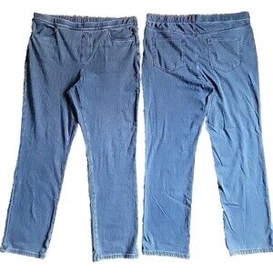 Lands' End Womens Starfish Knit Denim Straight Jean Pants XL 18 Stretch LOT of 2